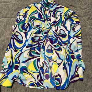 Express Multicolor Abstract Button Down Shirt